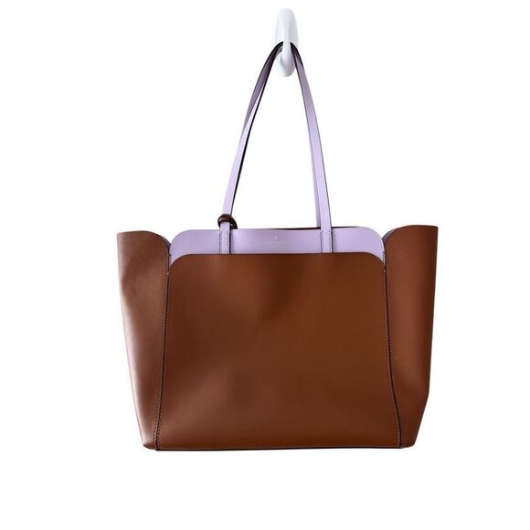 Kate Spade Magnolia Street Tote Medium Double Pocket Brown Lilac - Picture 9 of 14
